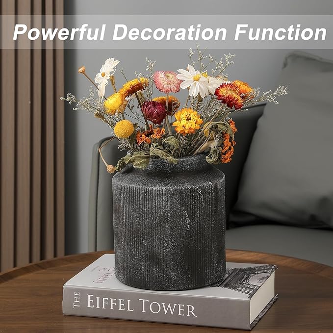 Farmhouse Vase for Home Decor, Vintage Rustic Terracotta Flower Vase Suitable for Home Decor, Living Room, Shelf, Dining Table. 7IN(Frosted Dark Blue) ZSHLXM