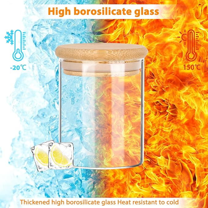 Keketin 6 oz Glass Spice Jars with Bamboo Lids,15 Pack Airtight Food Storage Canister 200ml Small Glass Jars with Lables for Kitchen Organization,Spices,Coffee,Flour,Candy,Nuts and Snacks