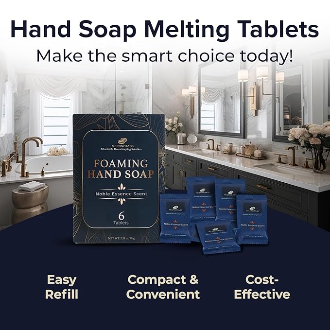 Foaming Hand Soap Tablets Refill – Noble Essence Scent, 6-Pack Concentrated Tablets for Foaming Soap
