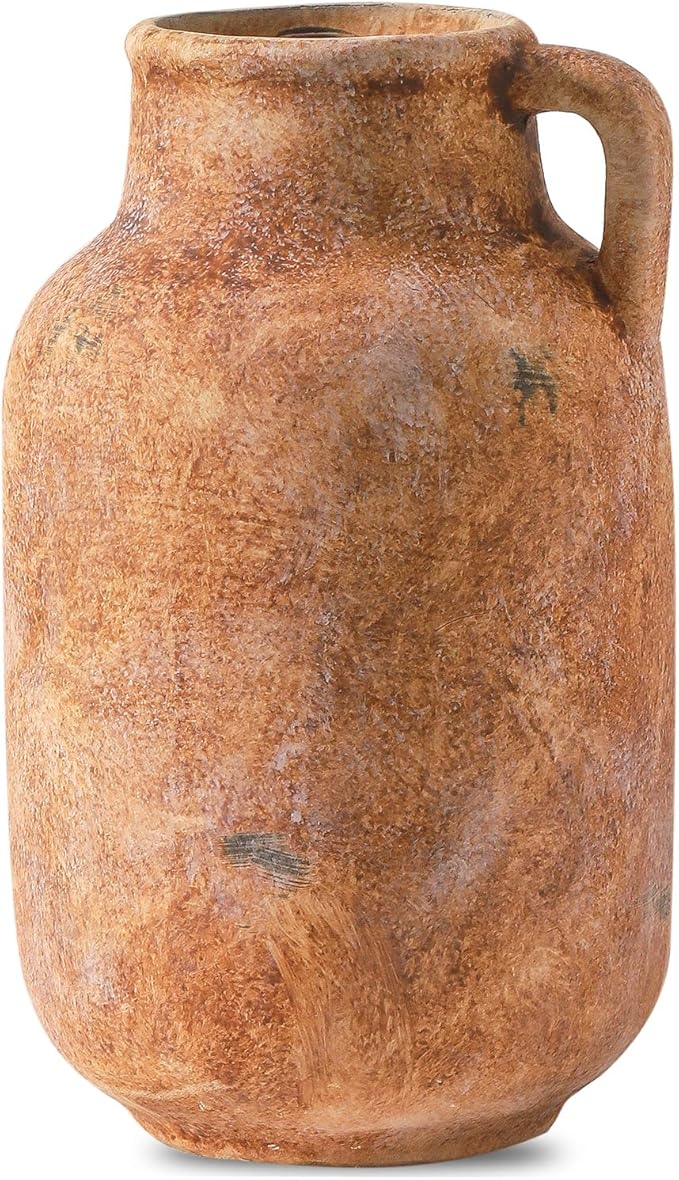 Ceramic Flower Vase Home Decor - 9.7 Inch Large Table Flowers Vases Living Room Bedroom Plant Decorations Farmhouse Vintage for Kitchen Shelf Office Coffee Dining Desk House Women (Rust, 9.7")