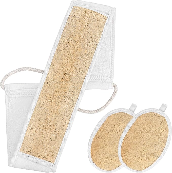 Natural Loofah Back Scrubber for Shower Back Exfoliator Luffa Exfoliating Bath Strap loofah Backs Scrubbers Baths Sponge Bath Shower Scrubber for Men and Women Deeply Clean Invigorate Your Skin