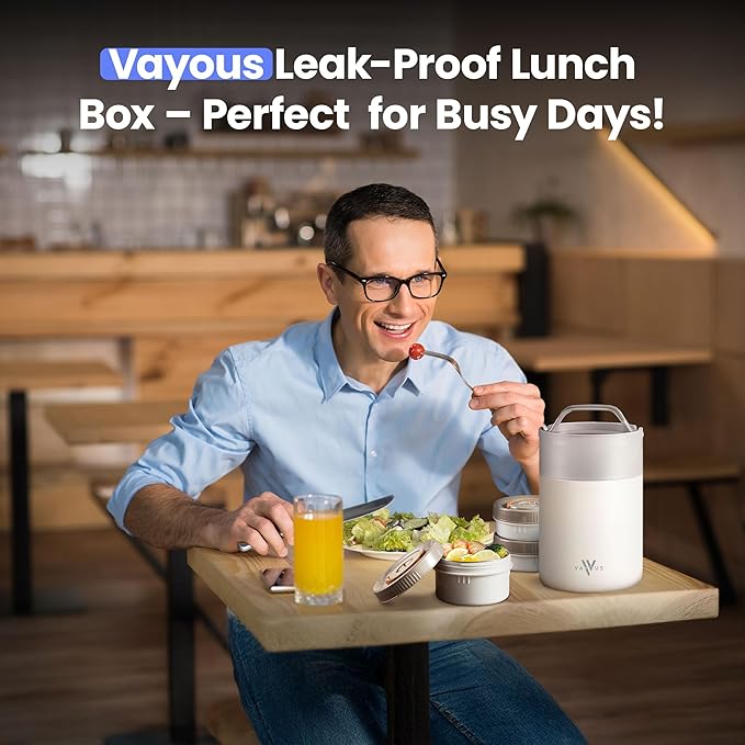 60oz Insulated Food Jar with Phone Holder Lid –Stainless Steel Lunch box with 3 Compartments – Leak-Proof, Thermal Bento for Adults, Keeps Meals Hot or Cold for Hours