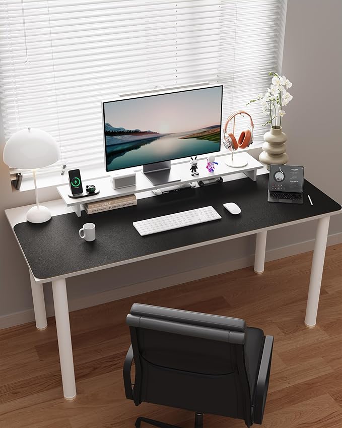 YSAGi Double-Sided Desk Pad, Leather Desk Mat, Eco Cork Desk Pad Protector, Large Mouse Pad for Desk, Waterproof Desk Blotter Pad, Desk Writing Pad for Office Work/Home (Black+Cork, 47.2" x 17")