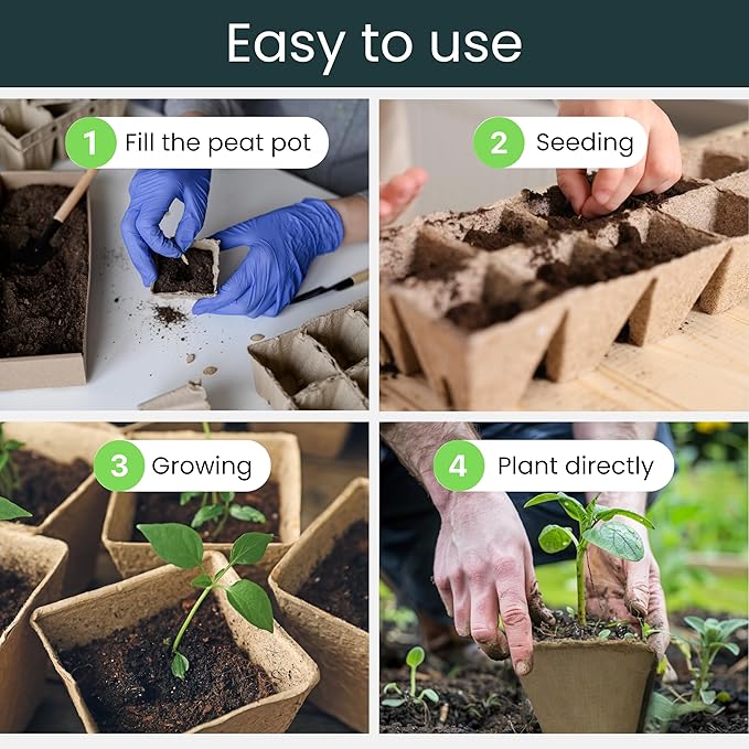 SunVara Seed Starter Peat Pots for Seedlings 300 pcs Biodegradable Seed Starter Pots