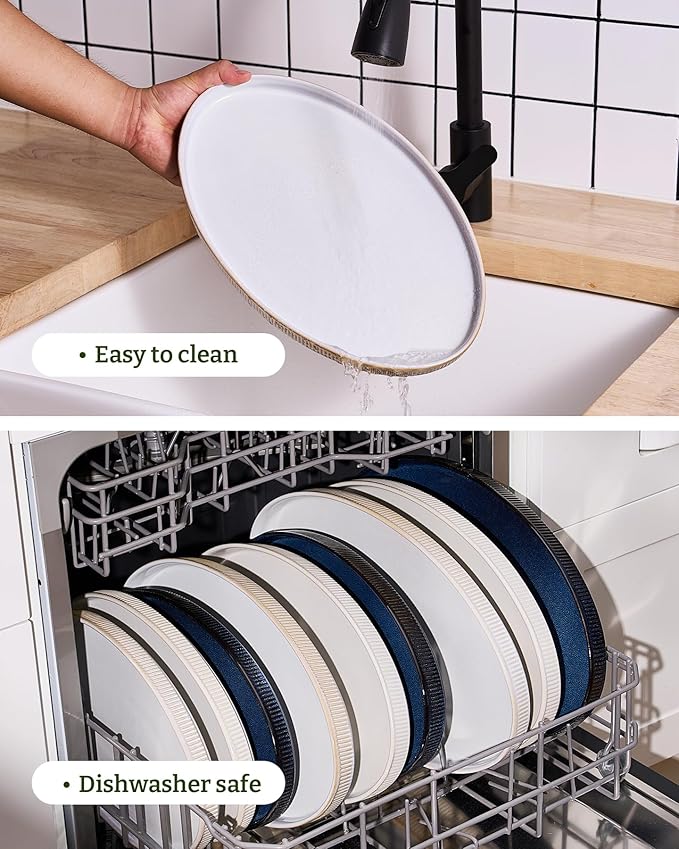 famiware Serving Platter, 16/14.6/12.9 Inch Serving Dishes for Entertaining, Party Serving Trays for Food, Buffet Oval Platters for Food, Large Plates for Turkey Cheese Appetizer, Cappuccino White