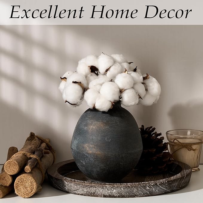 Ceramic Flower Vase, 6.22 Inch Rustic Farmhouse Vase Home Decor, Handcrafted Vintage Pottery Vase, Small Terracotta Vases for Living Room, Table, Shelf, Fireplace - Black Bronze