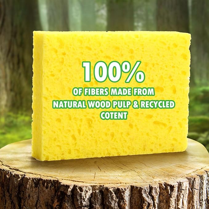 Plastic Free Natural Sponges 24 Pack Compressed Cellulose Multi-Color Flat Sponges Multi Use Dish Washing Sponge for Kitchen Cookware and Bathroom