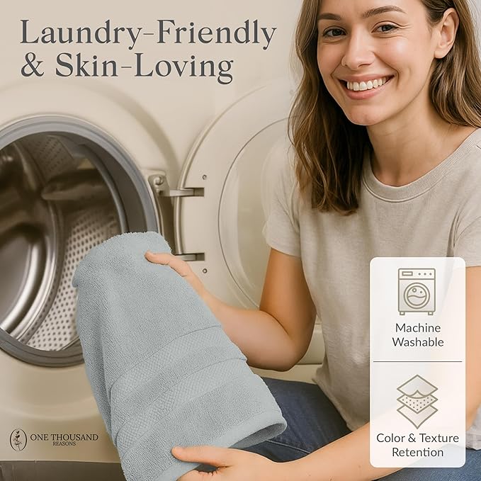 Premium Staple Cotton Bathroom Towel Set - Gray 600 GSM 6-Piece Luxury Bath Towel Set 3 Stripe - 2 Bath Towels, 2 Hand Towels & 2 Washclothes Set - High Absorbent & Quick Dry for Gym, Spa, Hotel