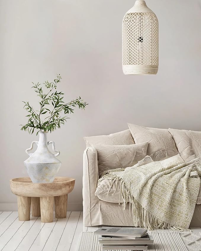 UPWOIGH Ceramic Flower Vase, 14 inch Tall Off-White Farmhouse Rustic Vase, Handcrafted Weathered Handles Pottery Vases, Large Flower Terracotta Vases for Home Decor, Living Room, Table, Shelf