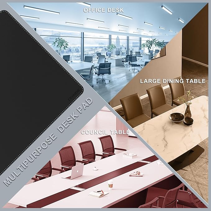 CENNBIE Leather Desk Mat Protector, XXXXXL 78.7" x 27.5" Extra Large Leather Office Desk Pad Mat for Full Desk, Computer Desk Mat on top of desks - Oversized Large Mouse Pad (Black)