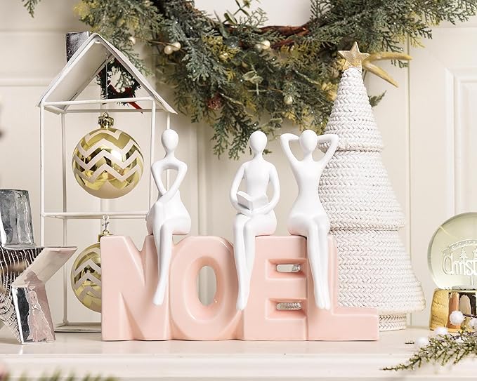 Quoowiit White Thinker Statue Unique Ornament Sculpture, Art Modern Home Decor Accents Bookshelf Decor, Creative Table Decorations for Living Room Desk 3 Piece