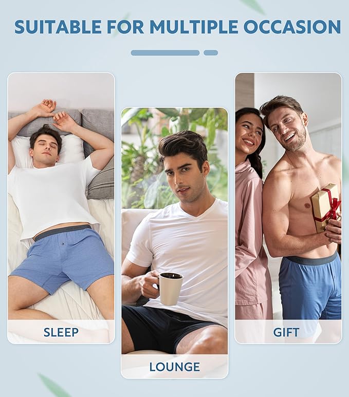 DAVID ARCHY Mens Underwear Bamboo Rayon Boxers for Men Breathable and Cool Men's Boxer Shorts with Button Fly 3 or 5 Pack