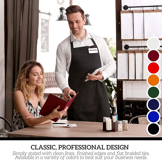 GREEN LIFESTYLE 12 Pack Professional Chef Apron – Grilling Aprons for Men, Waterproof Cooking Apron for BBQ, Work or Restaurant Use, Kitchen Aprons for Women – Royal Blue, No Pockets