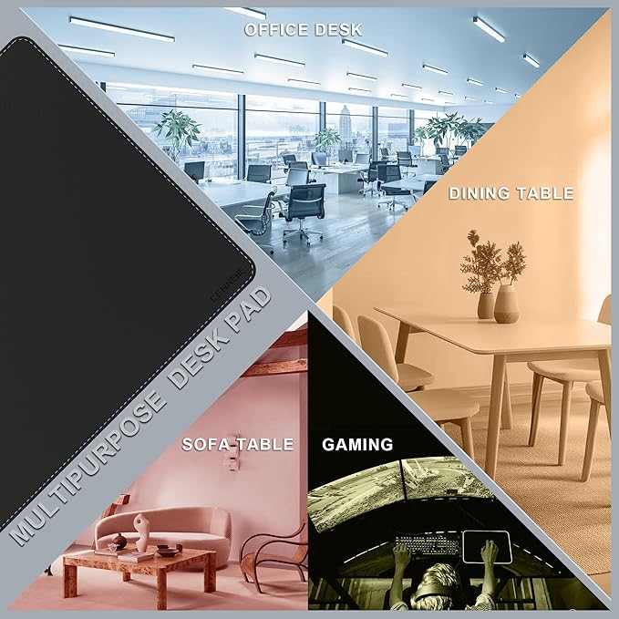 CENNBIE HUGE220 86.6" x 47" Black Leather Desk Mat for Conference Table, Dining Table, Work Table, Banquet Tables, Library Table