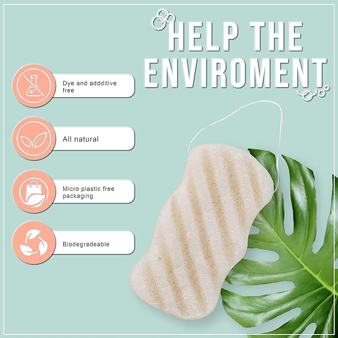 Pure SOL. Konjac Exfoliating Bath Sponge - Activate Charcoal Exfoliating Sponge – Konjac Sponge for Acne - Deep Cleansing, Clean Pores, Remove Impurities - 100% Natural and Good for All Skin Types