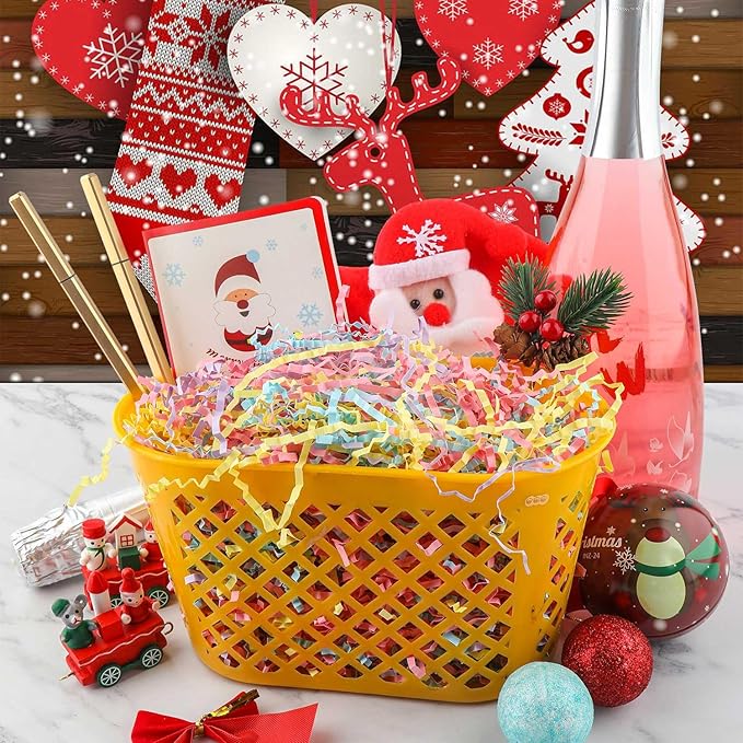 8.5oz Crinkle Paper Filler, Gift Baskets Gift Boxes Crafts Shredded Cut Paper Packaging Decorative Stuffing & Cushioning Confetti for Easter Birthday Wedding Party Favor Blue&Pink&Yellow&Purple