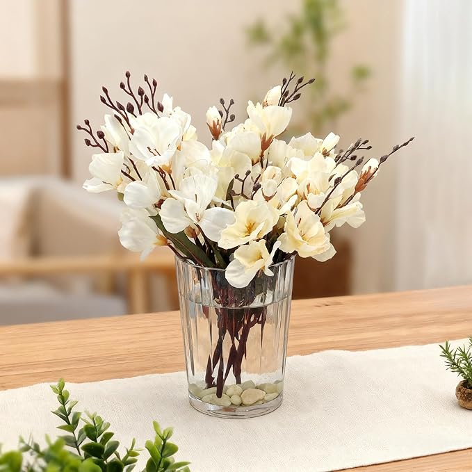 Cup-Shaped Wide Mouth Glass Vase - 7.5" Tall Transparent, Ideal for Fresh Flowers/Floating Tealights, Home Display (Living Room/Bedroom), Wedding Centerpieces & Holiday Decor