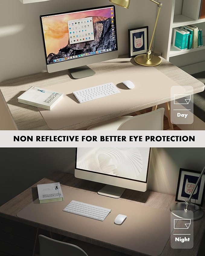 YSAGi Double-Sided Desk Pad, 31.5"x15.7" Leather Desk Mat, Eco Cork Desk Pad Protector,Large Mouse Pad,Waterproof Desk Blotter for Office/Home (Beige/Cork)