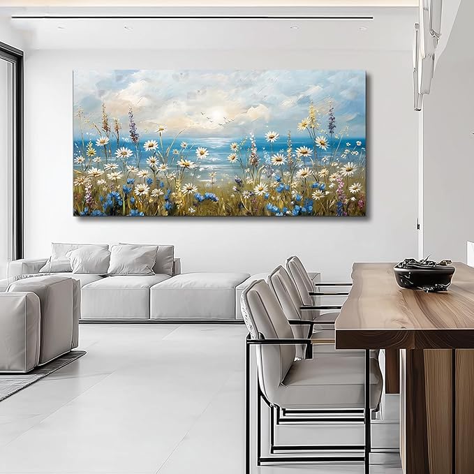 Canvas Wall Art for Living Room Wall Decor for Bedroom Office Modern Hotel Wall Decorations White Flower Landscape Paintings Farmhouse Pictures Artwork Room Aesthetic Home Decor 40x20