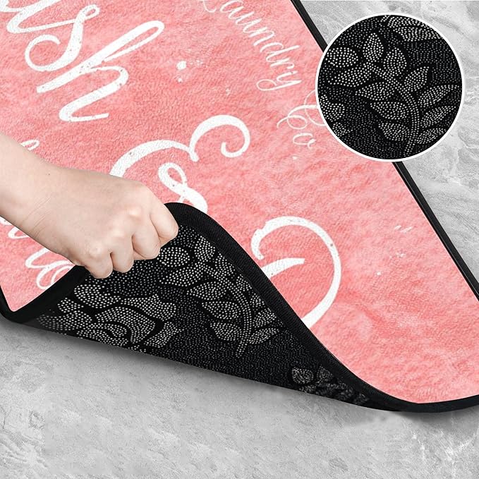 Laundry Room Long Mat Area Rug Non-Slip Floor Mat Waterproof Farmhouse Carpet for Kitchen 72" x 24" (Pink)