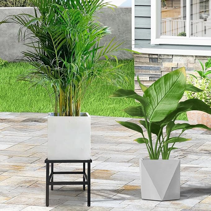 Plant Stand Indoor Outdoor,13 Inch Metal Plant Stands Riser,Heavy Duty Wrought Iron T Pedestal Holders for Large Flower Pot,Outside Rust-Proof Black Flower Display Shelf for Patio,1-Pack