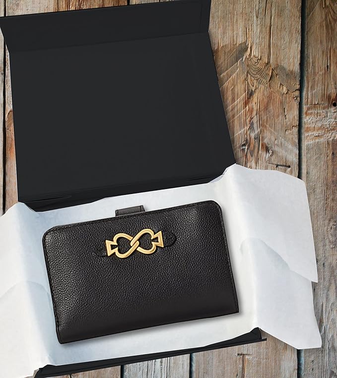 2 Pack Black Hard Gift Box with Magnetic Closure Lid 7" x 5" x 1.6" Rectangle Boxes For Gifts With Black Glossy Finish (Black, 2 Boxes)