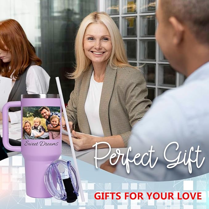 Personalized Tumbler with Pictures Text Name, Custom Double Wall Insulated Tumbler, Personalized Gifts for Women Men Friend, Christmas Gifts, 20oz Coffee Tumbler w/Lid (40 photo)