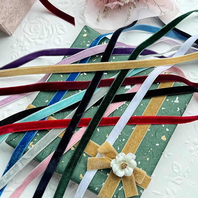 Vintage Burgundy Velvet Ribbon, 3/8 Inch X 25Yd