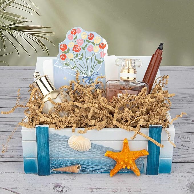 8.5oz Crinkle Paper Filler, Gift Baskets Gift Boxes Crafts Shredded Cut Paper Packaging Decorative Stuffing & Cushioning Confetti for Easter Birthday Wedding Party Favor Brown