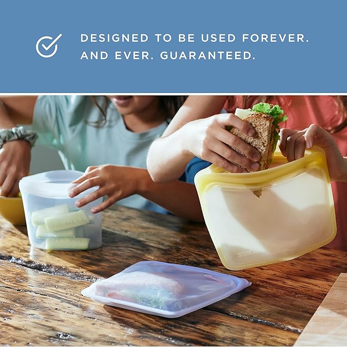 Stasher Premium Silicone Reusable Food Storage Bags, 3-Pack, Artivism, Multi-Use Food Storage Bags, Lunch Bag, Travel Containers, BPA Free, Leak-free, Dishwasher-Safe, Eco-friendly