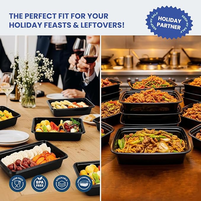 32oz 10 Pack Meal Prep Containers Reusable BPA-Free, Disposable Food Storage Containers with Lids, Bento Box Leakproof To Go Food Containers, Microwave Freezer Dishwasher Safe