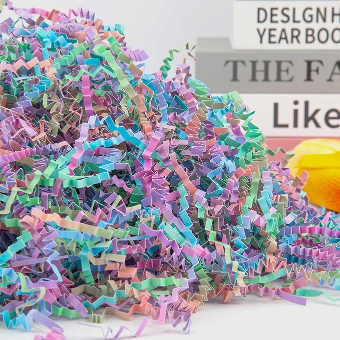 Caleihd Crinkle Cut Paper Grass Cushion Paper Streamer for Christmas Wedding Birthday Bridesmaid Engagement Craft Gift Boxes Bags Filler Decoration 4.5oz Multi-color