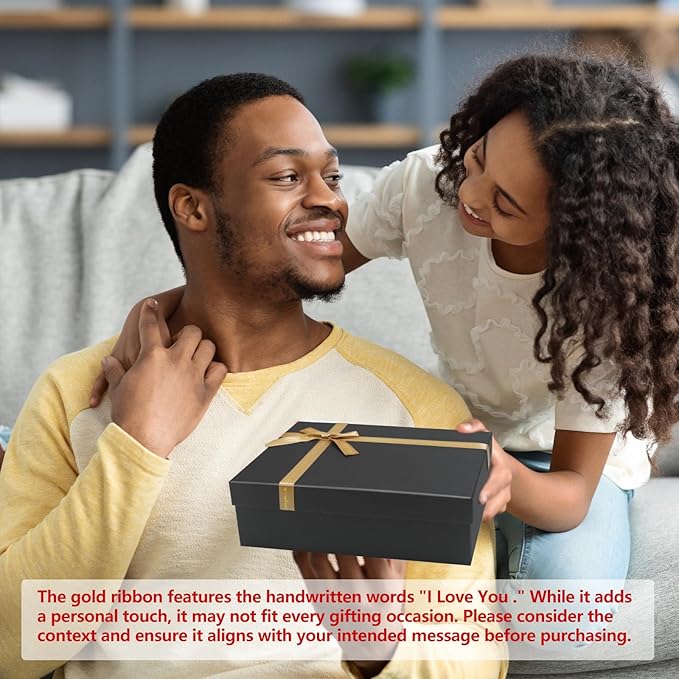 Airuisike Black Gift Boxes with Gold Ribbons & Bows - (3 Sizes) Sturdy Gift Boxes with Lids for Presents - Elegant Gift Wrapping Boxes for Gift Wrapping