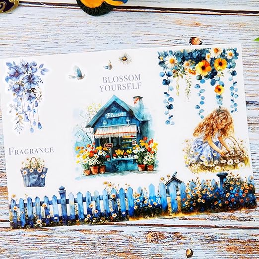 Daisy Fence PET Tape Set, 3 Rolls Pre-Cut Floral Stickers for Scrapbooking, Journaling, DIY Crafts, and Collage Art (30 mm/50 mm/55 mm)