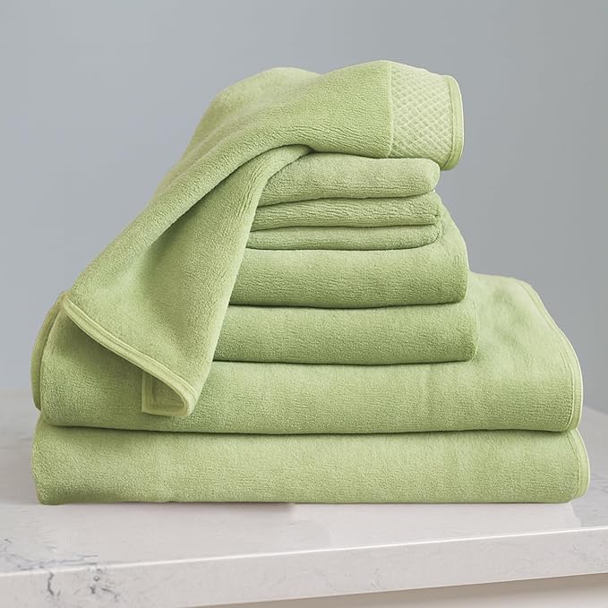 BedVoyage Luxury Bath Towels Set of 8 - Ultra Soft Plush Bathroom Towel Set - Highly Absorbent Viscose from Bamboo Bath Towels Ultra Soft - Spa Towel for Body -Sage