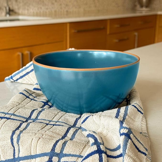 Mora Ceramic Artisan Matte Bowls For Kitchen 28oz - Bowl Set of 4 For Cereal, Salad, Pasta, Soup, Dessert etc - Dishwasher, Microwave, and Oven Safe - For Breakfast, Lunch and Dinner - Marina Colors