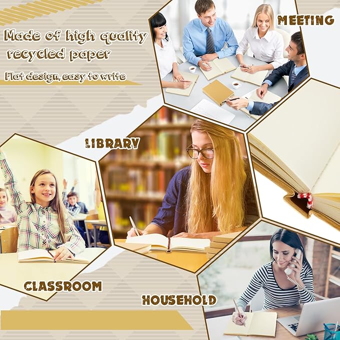 Henoyso 12 Pcs A5 Blank Notebooks Journals Bulk 100 Sheets/200 Pages Unlined Craft Notebooks Kraft Sketchbooks Hardcover for Writing Drawing for Gifts Students School Office, 8.3 x 5.7 in (Brown)