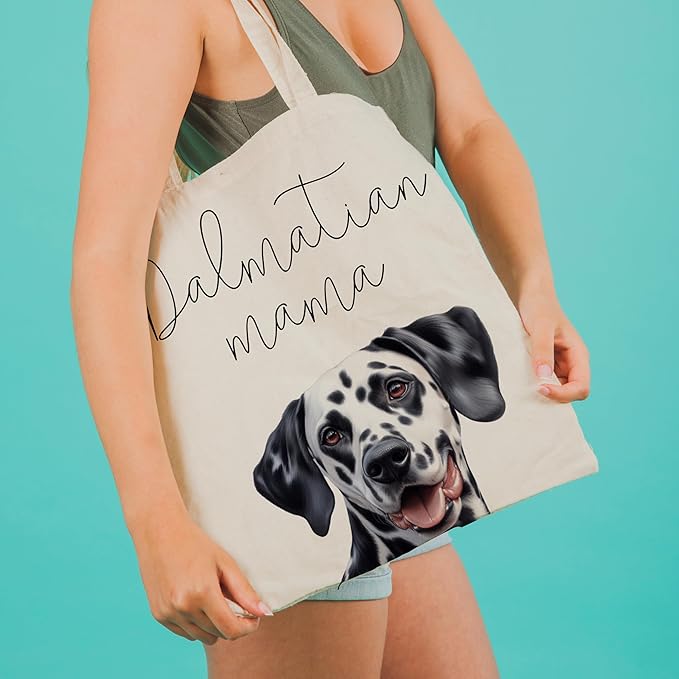 Dog Mama Tote Bag – Cute Dog Lover Canvas Bag, Reusable Shopping Shoulder Bag for Women, Pet Mom Gift,