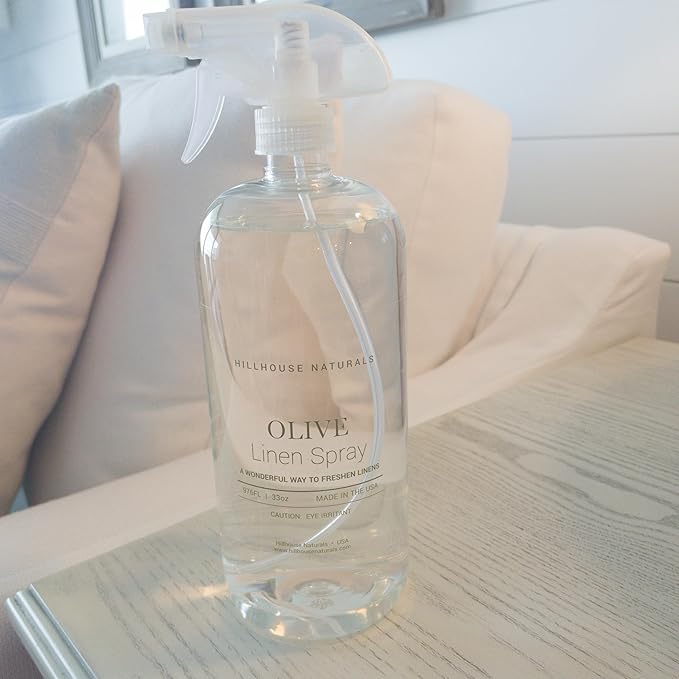 Hillhouse Naturals Linen Mist and Room Spray - Pure Essential Oils for a Pillow and Fabric Spray - Aromatherapy Spray for Relaxation and Sleep - 1 liter (Olive)