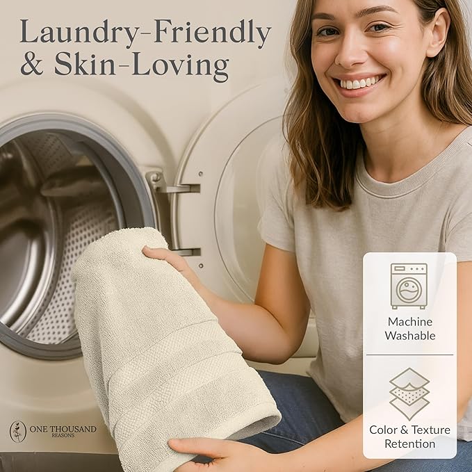 Premium Staple Cotton Bathroom Towel Set - Beige 600 GSM 6-Piece Luxury Bath Towel Set 3 Stripe - 2 Bath Towels, 2 Hand Towels & 2 Washclothes Set - High Absorbent & Quick Dry for Gym, Spa, Hotel