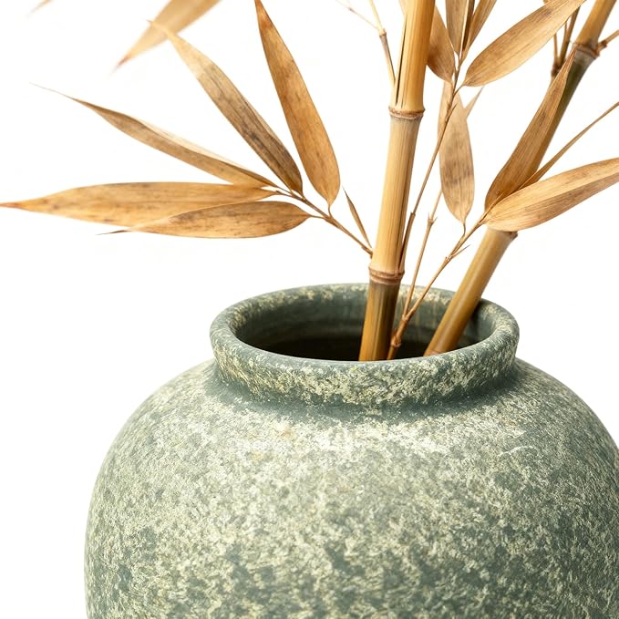 Ceramic Flower Vase Home Decor - 9.2 inch Large Farmhouse Table Vases, Rustic Decorative Vases for Kitchen Living Room Coffee Dining ShelfMantel Decoration