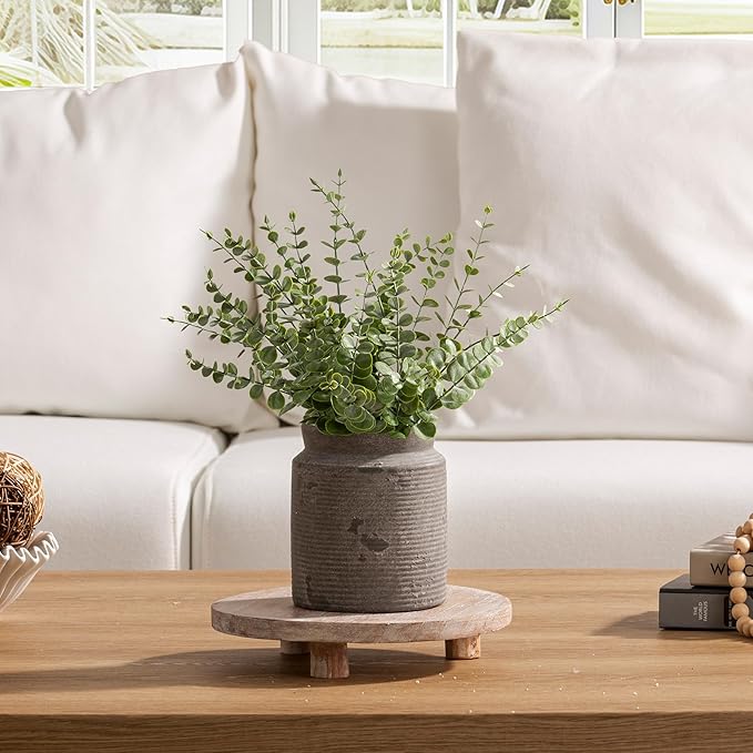 Ceramic Flower Vase 6.5 inch Farmhouse Rustic Vase for Home Decor Handcrafted Pottery Vase Small Terracotta Vases for Dining Table Fireplace Living Room Bathroom Wedding Centerpiece (02-Dark Brown)