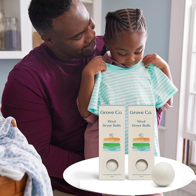 Grove Co. Wool Dryer Balls, Reusable Laundry Balls for Dryer, 100% New Zealand Wool, Reduce Drying Time, Wrinkles & Static, Sustainably Designed Laundry Essentials, Hypoallergenic, Unscented, 3 Pack