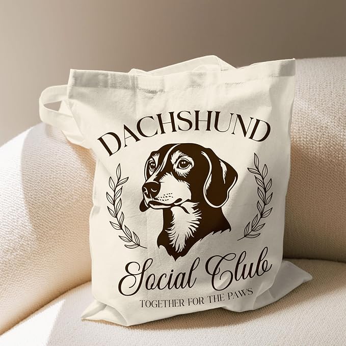 Dog Social Club Canvas Tote Bag, Travel & Daily Use, 16x14 Inch