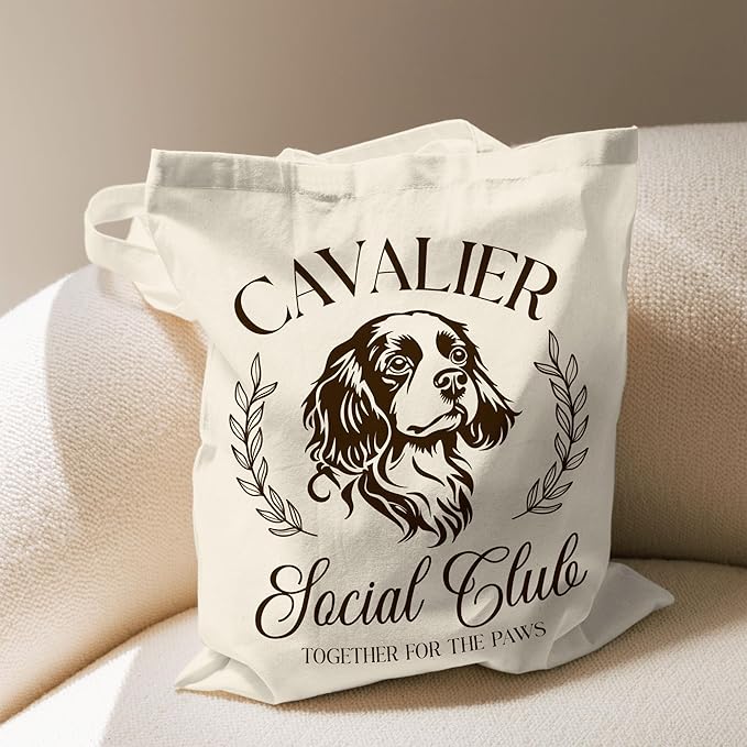 Dog Social Club Canvas Tote Bag, Travel & Daily Use, 16x14 Inch