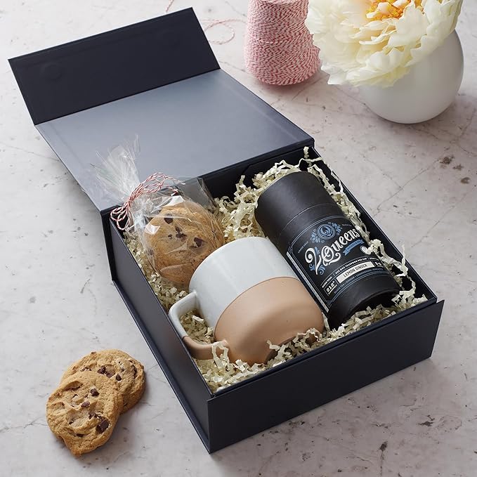 CECOBOX - Gift Boxes with Lids for Presents 8"x8"x3.1" - Matte, Collapsible Magnetic Closure Gift Box - Groomsmen & Bridesmaid Proposal Boxes, Wedding, PR, Birthdays, Holidays (Navy)