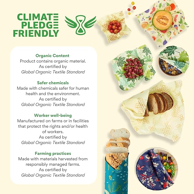 Bee's Wrap Beeswax Wraps for Food - Cut to Size 14x52" Wax Paper Roll - Made in USA Reusable Waxed Paper & Bowl Covers - Organic & Eco-Friendly Alternative to Aluminum Foil & Plastic Wrap, Bakery Lane