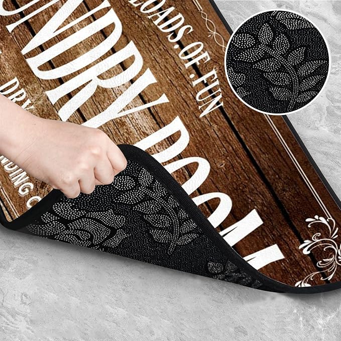 Laundry Room Long Mat Area Rug Non-Slip Floor Mat Waterproof Farmhouse Carpet for Kitchen 40" x 20" (Brown)