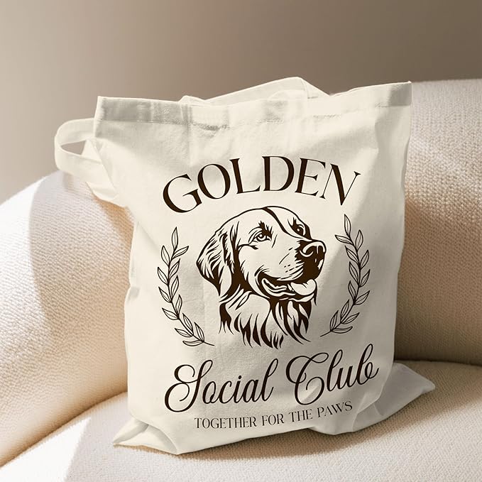 Dog Social Club Canvas Tote Bag, Travel & Daily Use, 16x14 Inch