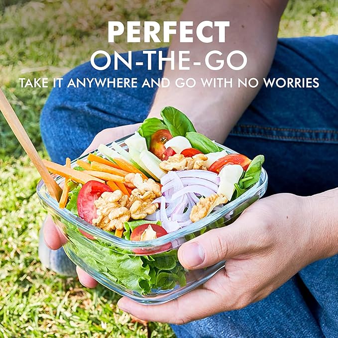 Razab 35 Pc Set Glass Food Storage Containers with Lids - Meal Prep Airtight Bento Boxes BPA-Free 100% Leak Proof (15 lids,15 glass & 5 Plastic Sauce/Dip Containers)